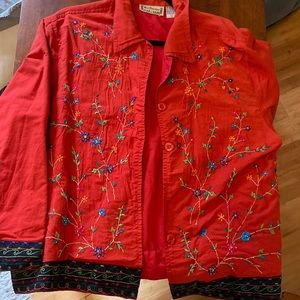 Vintage Red Embroidered Jacket, size L